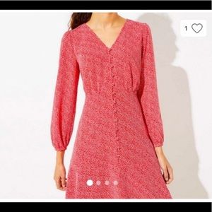 Nwot loft red heart button dress